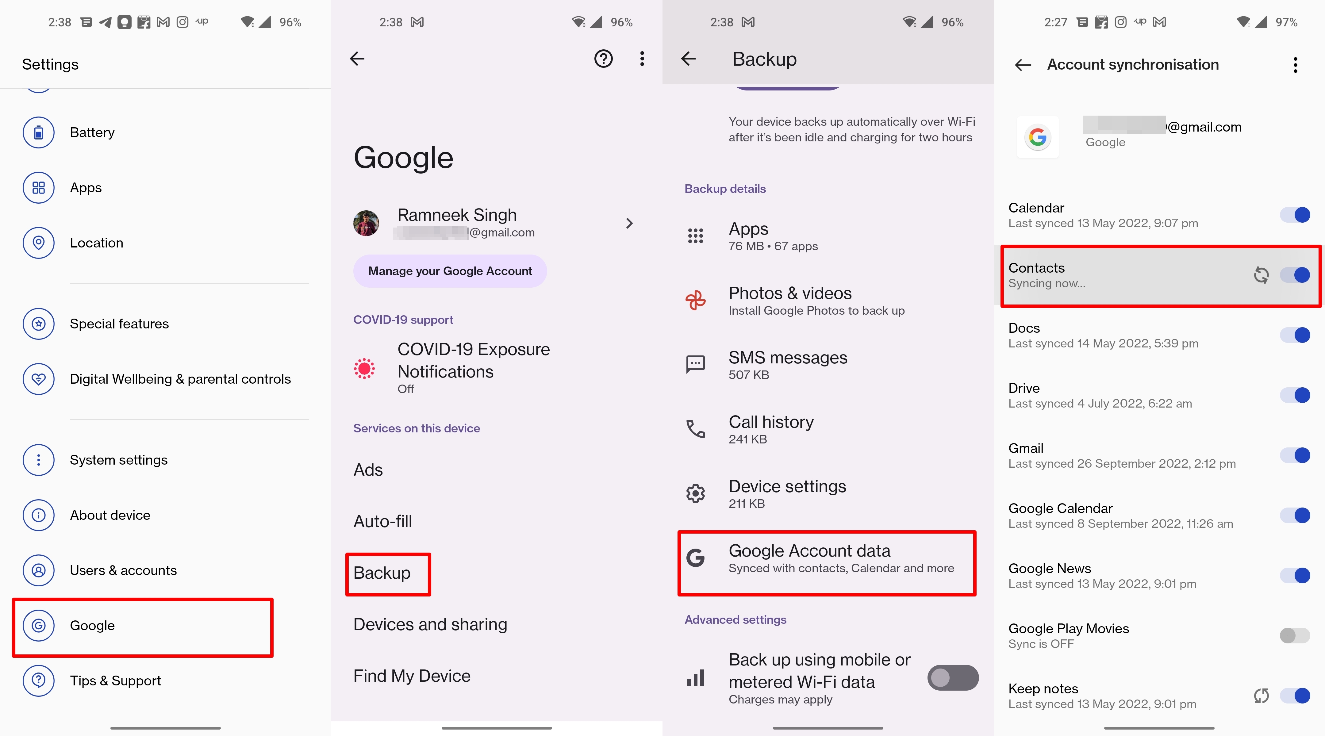 How to Sync Contacts from Oneplus to Gmail?