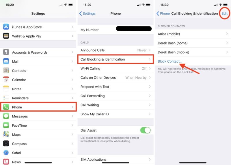 how to block a number on iphone?